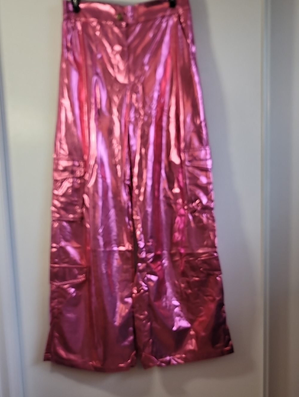 Mabell Metallic Pink Wide-Leg Pants